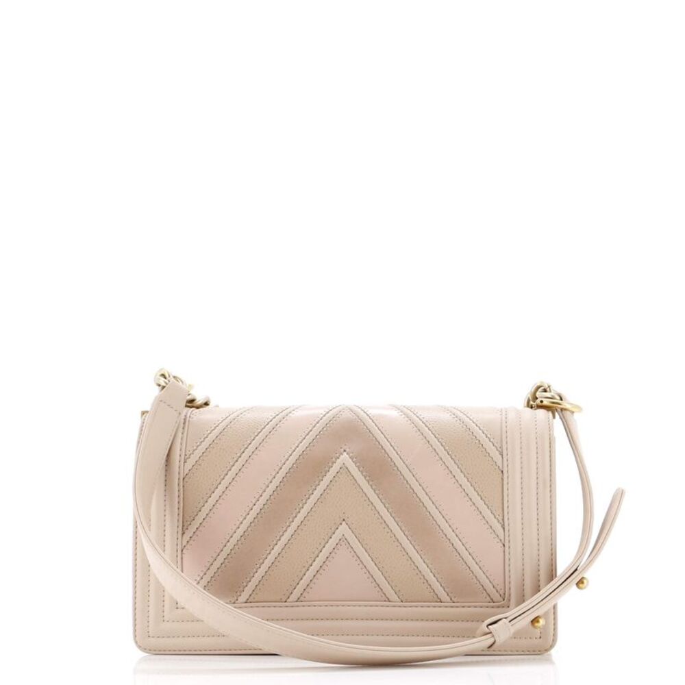Chanel Boy Flap Bag Chevron Caviar and Calfskin Old Medium Neutral - Picture 3 of 8